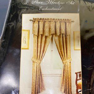 New Brocade Theme Enchantment Bohemian Satin MobWife 5 Piece Curtains Wi…